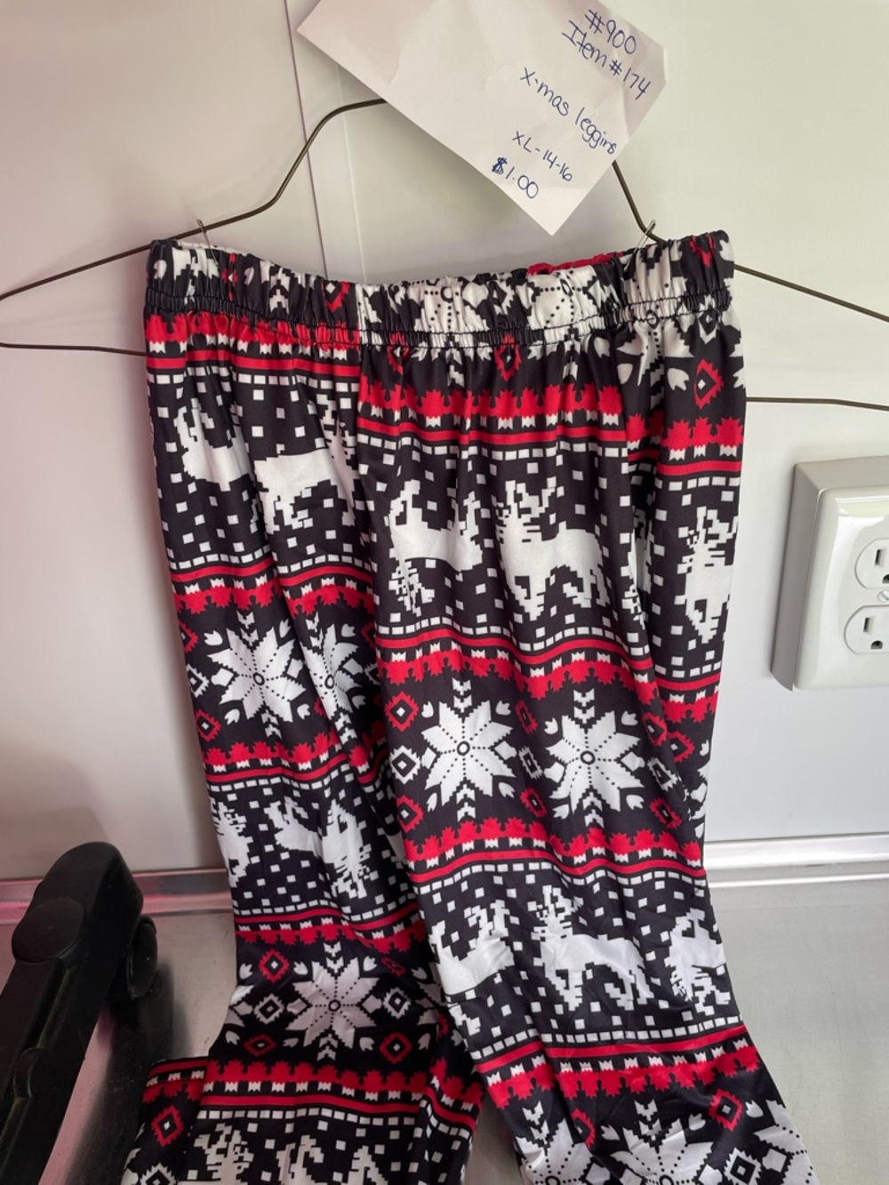 Cozy Holiday Fair Isle Leggings - Red, Black & White